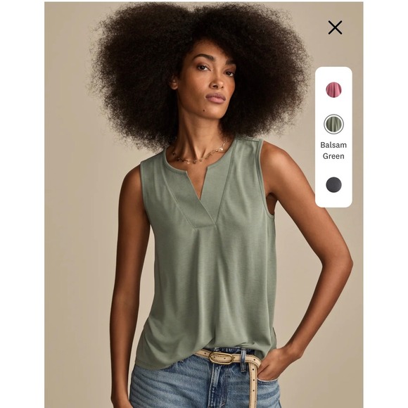 Lucky Brand Tops - NWT Lucky Brand Sandwash Notch Tank – Balsam Green – XXL